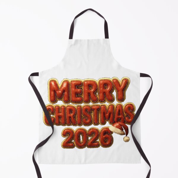 Item preview, 3D Merry Christmas & New Year 2026 Typography – Santa Hat, Red Leather, Fur Trim, Gold Stitching designed and sold by FUIRY .