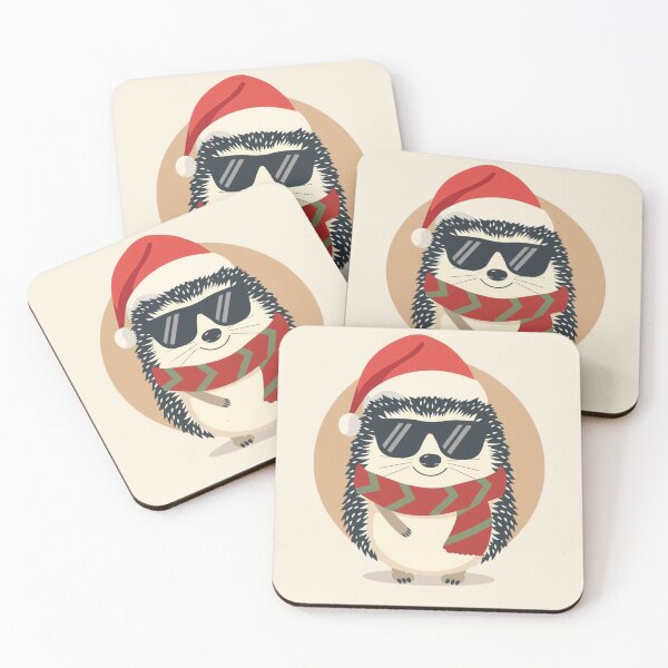 Item preview, Cool Christmas Hedgehog with Sunglasses | Cute Retro Holiday Animal Art designed and sold by AM-little-shop.
