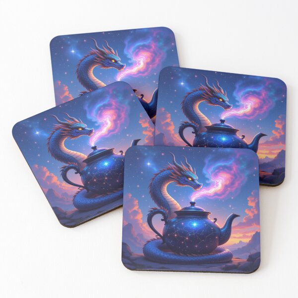 Item preview, Cosmic Dragon & Magic Teapot – Fantasy, stars & mystical energy in galactic twilight designed and sold by FotoworldEdel.