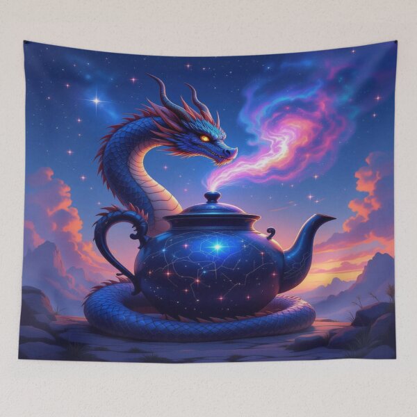 Item preview, Cosmic Dragon & Magic Teapot – Fantasy, stars & mystical energy in galactic twilight designed and sold by FotoworldEdel.