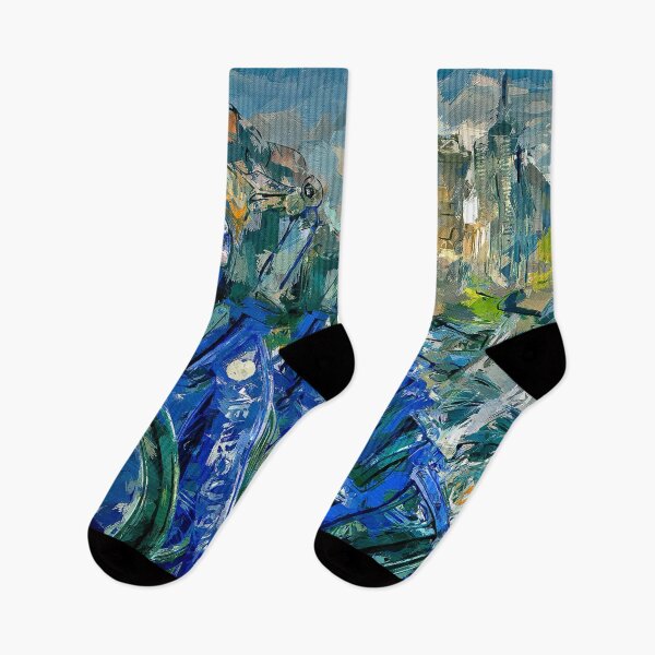 Item preview, Impressionist Painting of Melbourne Bike Share view to CBD - Melbourne, Victoria, Australia designed and sold by Steven Jodoin.
