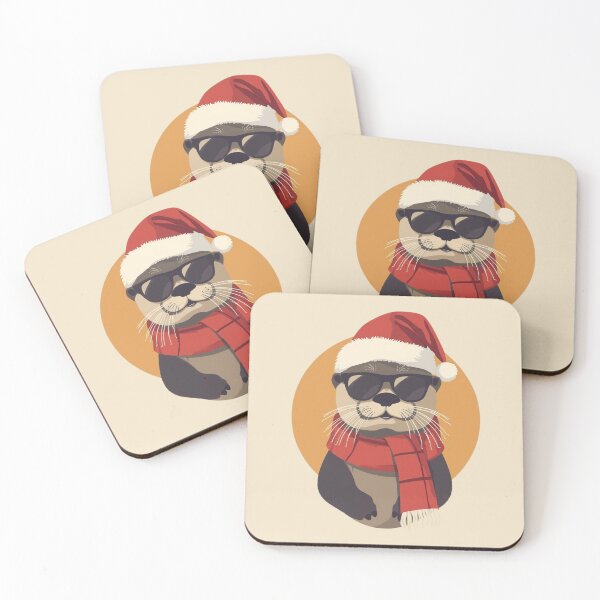 Item preview, Cool Christmas Otter with Sunglasses | Funny Retro Holiday Animal Art designed and sold by AM-little-shop.