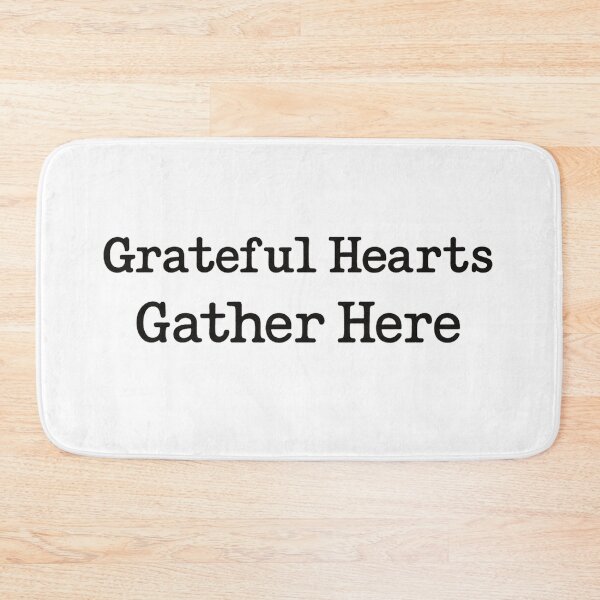 Item preview, Grateful Hearts Gather Here – Classic Typewriter Font Thanksgiving Design designed and sold by JaneMcCarthyDNA.