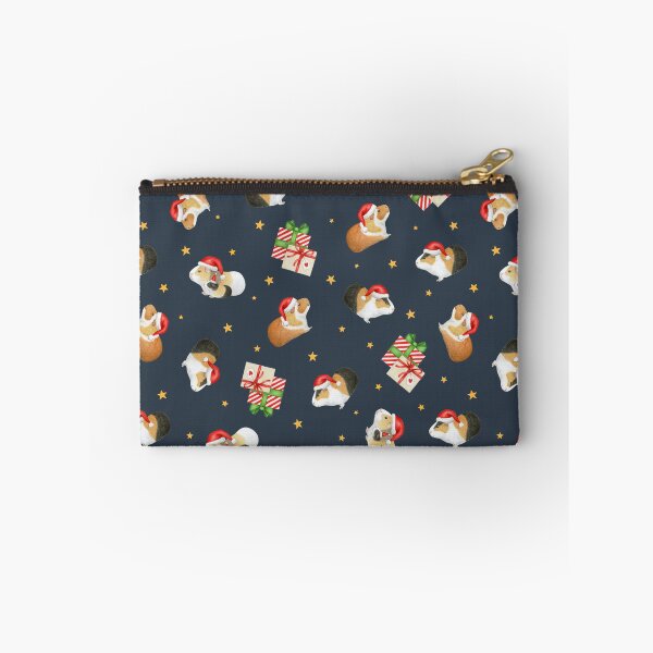 Item preview, Christmas Guinea Pig non-directional pattern with presents and stars on dark navy grey designed and sold by HazelFisher.