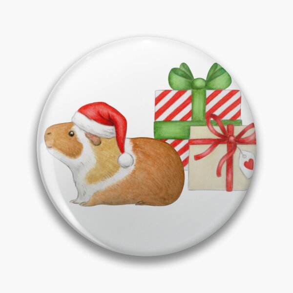 Item preview, Christmas Guinea Pig non-directional pattern with presents and stars on emerald green designed and sold by HazelFisher.