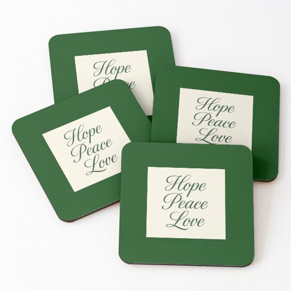 Item preview, Hope • Peace • Love – Minimalist Forest Green Christmas Script Trio designed and sold by Novel Works Studio.