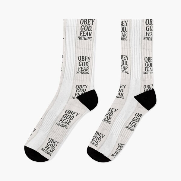 Item preview, Obey God Fear Nothing – Minimal Christian Print with Distressed Typography designed and sold by astersgraphics.