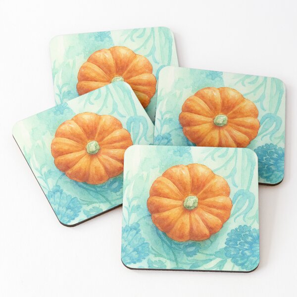 Item preview, Watercolor Pumpkin Illustration on Pastel Mint Background designed and sold by Pacika.