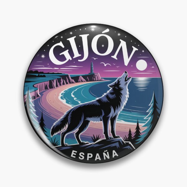 Item preview, Gijón España Wolf Art - Night Coast Illustration, Mystic Beach Landscape designed and sold by CircinusStore.