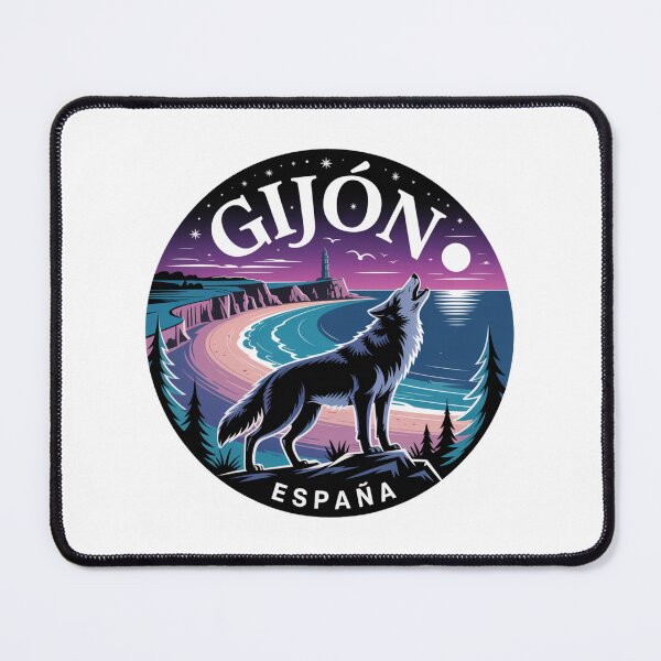 Item preview, Gijón España Wolf Art - Night Coast Illustration, Mystic Beach Landscape designed and sold by CircinusStore.