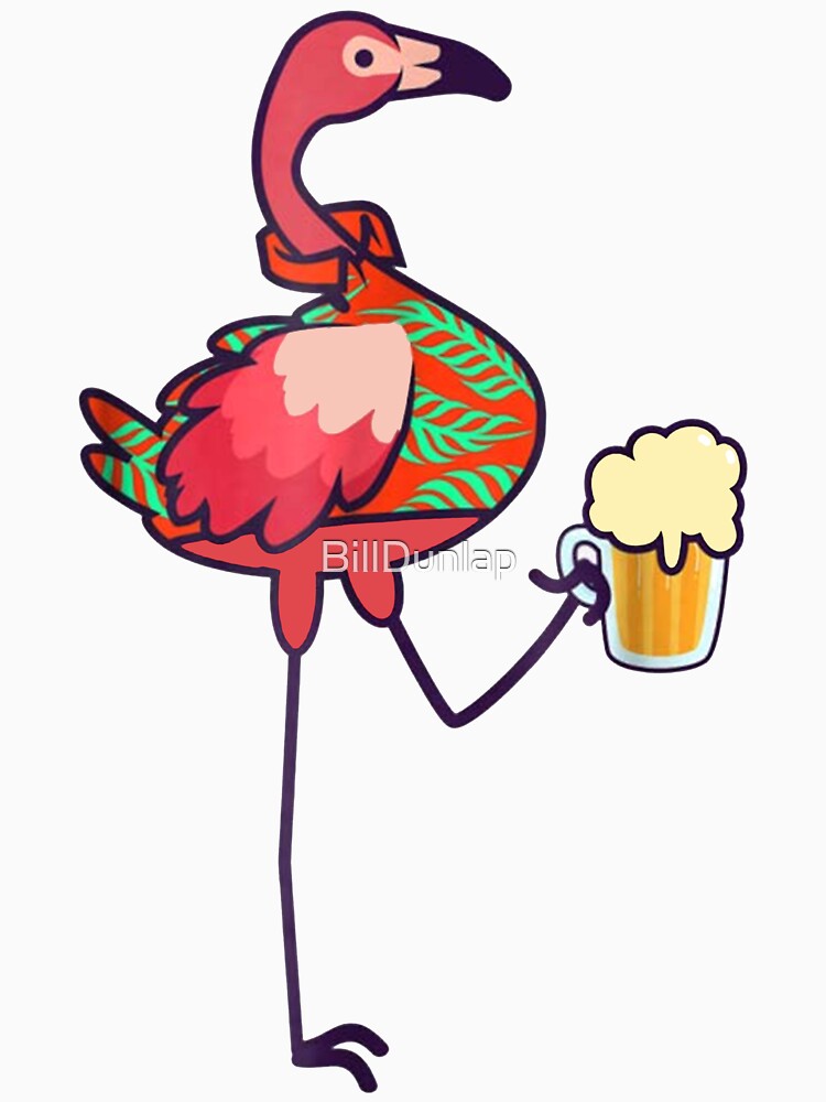 flamingo drinking beer