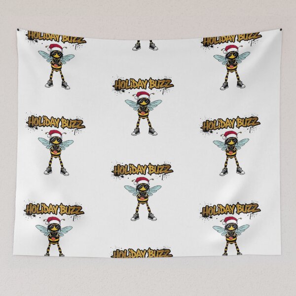 Item preview, Holiday Buzz Bee – Cute Christmas Honey Bee Street Art designed and sold by MiszungART.