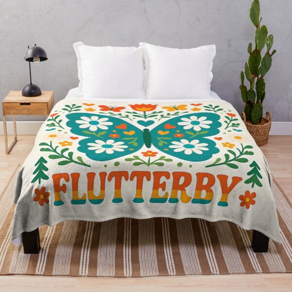 Item preview, Groovy Flutterby Text and Whimsical Folk Butterfly – Scandinavian Folk Art by heidiannemorris © designed and sold by FOLK ART FUSION by heidiannemorris.