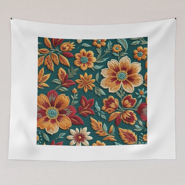 Item preview, Folk-Stitched Floral Art - Embroidery-Inspired Pattern  designed and sold by JaneMcCarthyDNA.