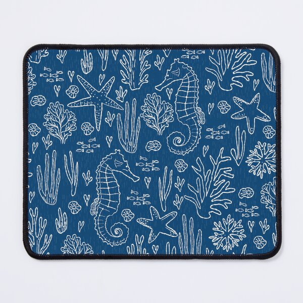 Item preview, Coral Reef Wedding Seahorses Starfishes navy blue designed and sold by pholiumsigma_design.