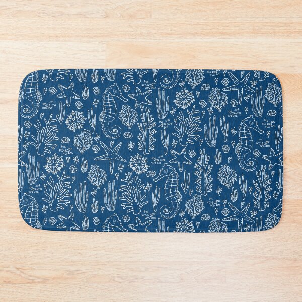 Item preview, Coral Reef Wedding Seahorses Starfishes navy blue designed and sold by pholiumsigma_design.