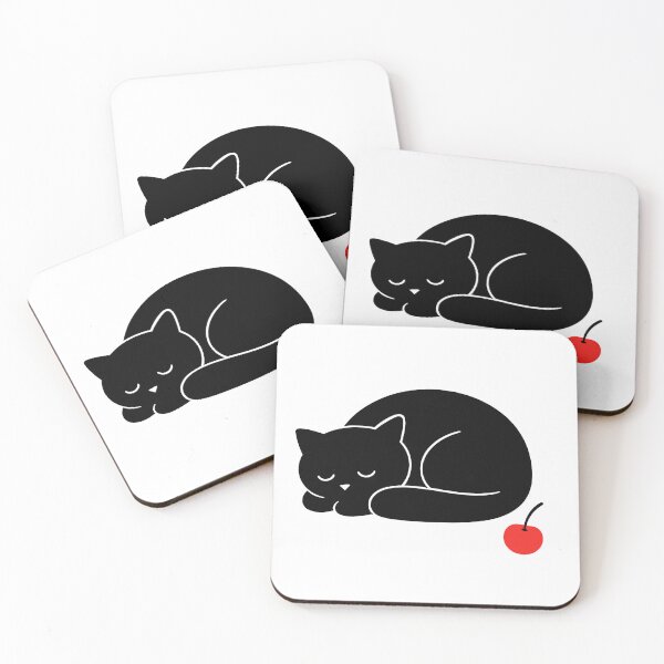 Item preview, Silent Night, Cherry Bright – Cozy Sleeping Cat Illustration designed and sold by InNyutLab.