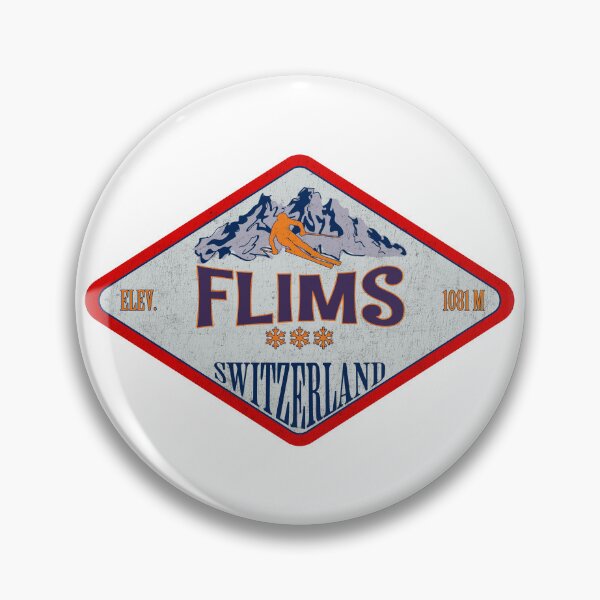 Item preview, Flims, Switzerland, Vintage skiing badge design designed and sold by Wanderful-roads.