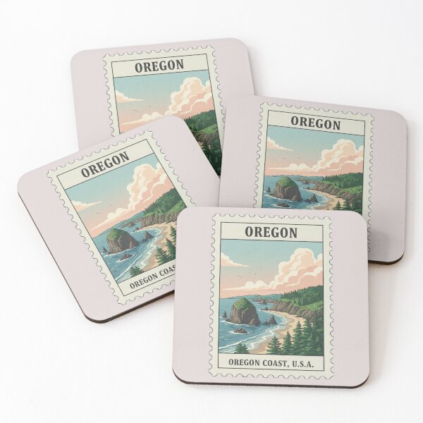 Item preview, Vintage oregon coast travel stamp designed and sold by allaboutstamps.
