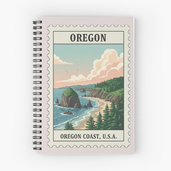 Item preview, Vintage oregon coast travel stamp designed and sold by allaboutstamps.