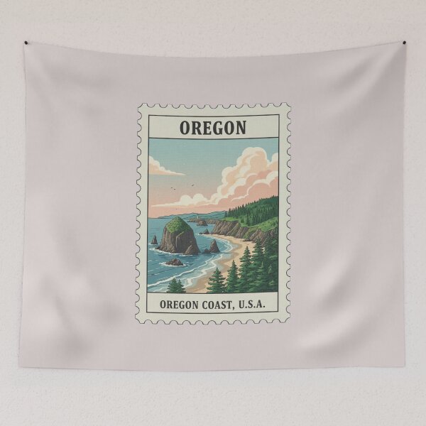 Item preview, Vintage oregon coast travel stamp designed and sold by allaboutstamps.