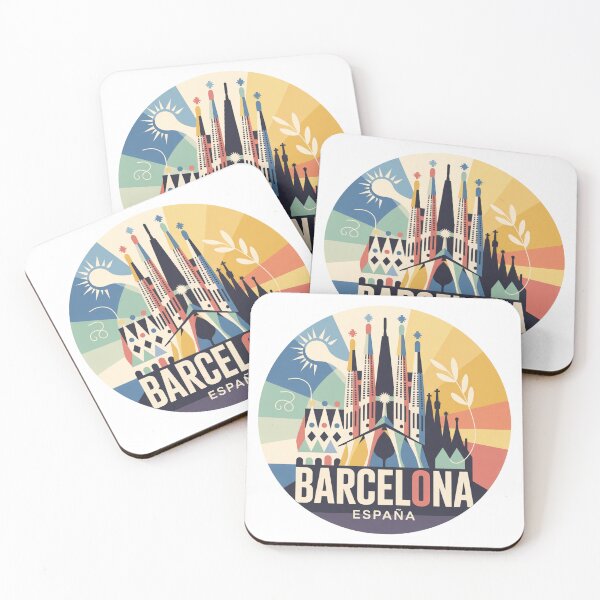 Item preview, Barcelona Spain Art - Retro Modern Sagrada Familia Illustration, Colorful Travel Design designed and sold by CircinusStore.