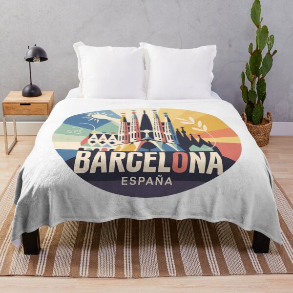Item preview, Barcelona Spain Art - Retro Modern Sagrada Familia Illustration, Colorful Travel Design designed and sold by CircinusStore.