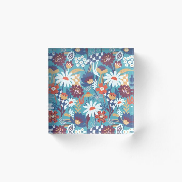 Item preview, Bold Florals Modern blue teal and orange designed and sold by pholiumsigma_design.