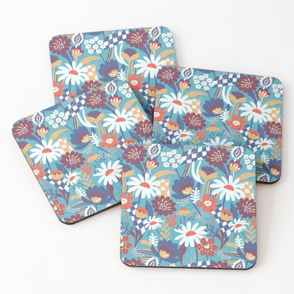 Item preview, Bold Florals Modern blue teal and orange designed and sold by pholiumsigma_design.