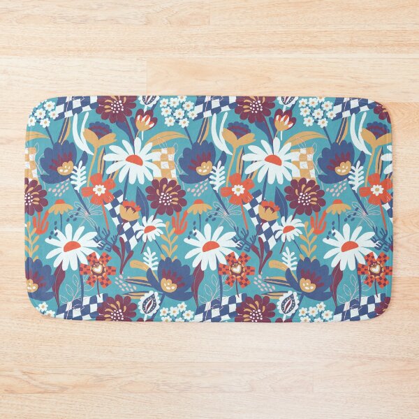 Item preview, Bold Florals Modern blue teal and orange designed and sold by pholiumsigma_design.