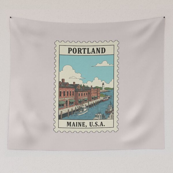 Item preview, Vintage portland maine harbor stamp designed and sold by allaboutstamps.
