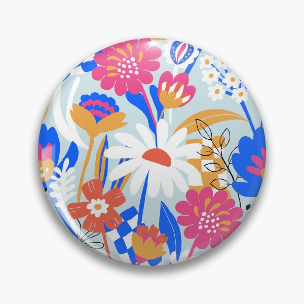 Aperçu de l'œuvre Motifs floraux audacieux, bleu roi moderne et rose fuchsia créée et vendue par pholiumsigma_design.