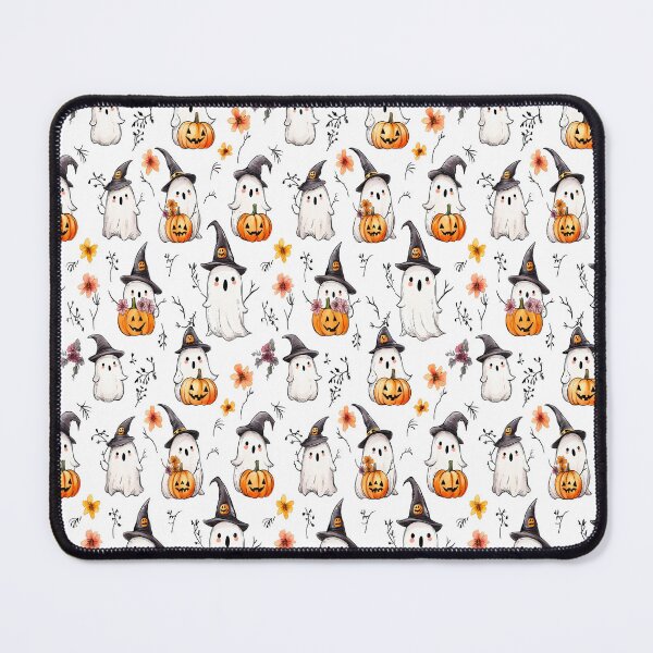 Aperçu de l'œuvre Des fantômes mignons et des citrouilles prêts pour la saison effrayante d'Halloween créée et vendue par Vibria Pattern Studio.