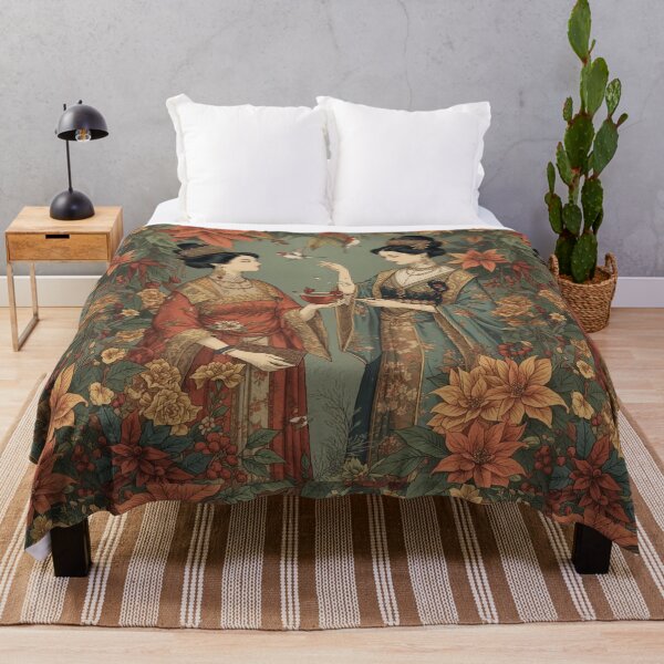 Item preview, Asian Women in Traditional Dress with Butterfly Vintage Art Print designed and sold by freackly.