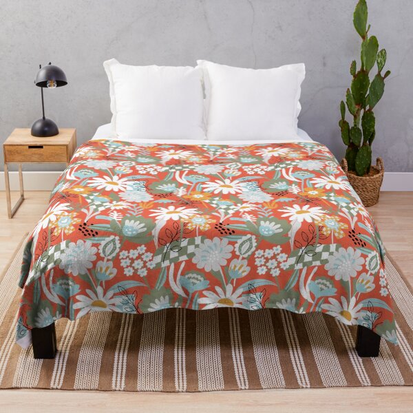 Item preview, Bold Florals Modern royal orange and kaki green designed and sold by pholiumsigma_design.