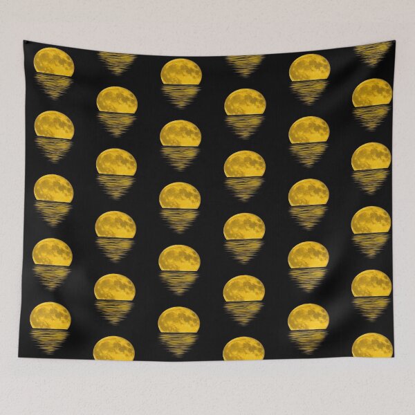 Item preview, Drawing of full moon rising over water design designed and sold by NivyasArtistry.