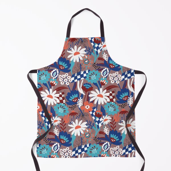 Aperçu de l'œuvre Motifs floraux audacieux, brun royal et bleu modernes créée et vendue par pholiumsigma_design.