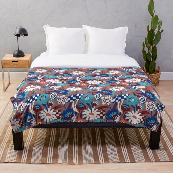 Artikelvorschau, Kräftige Blumenmuster, modernes Königsbraun und Blau entworfen und verkauft von pholiumsigma_design.
