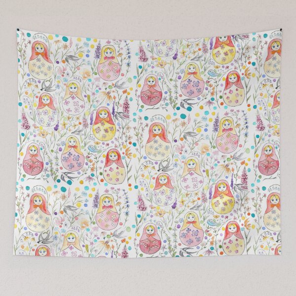 Item preview, Matryoshka doll birds and flowers pattern  designed and sold by ColorandColor.