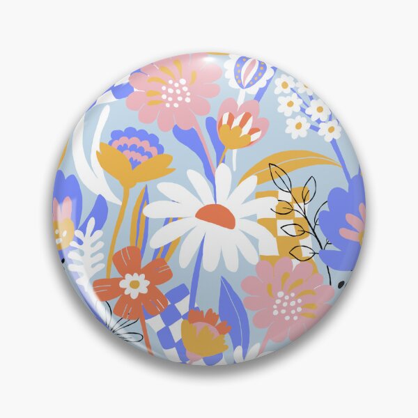 Aperçu de l'œuvre Motifs floraux audacieux : bleu roi, jaune et orange modernes créée et vendue par pholiumsigma_design.