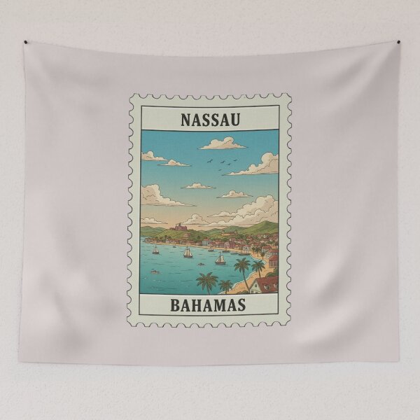 Item preview, Vintage nassau bahamas travel stamp designed and sold by allaboutstamps.
