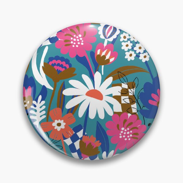 Item preview, Bold Florals Modern royal teal, blue and hot pink designed and sold by pholiumsigma_design.