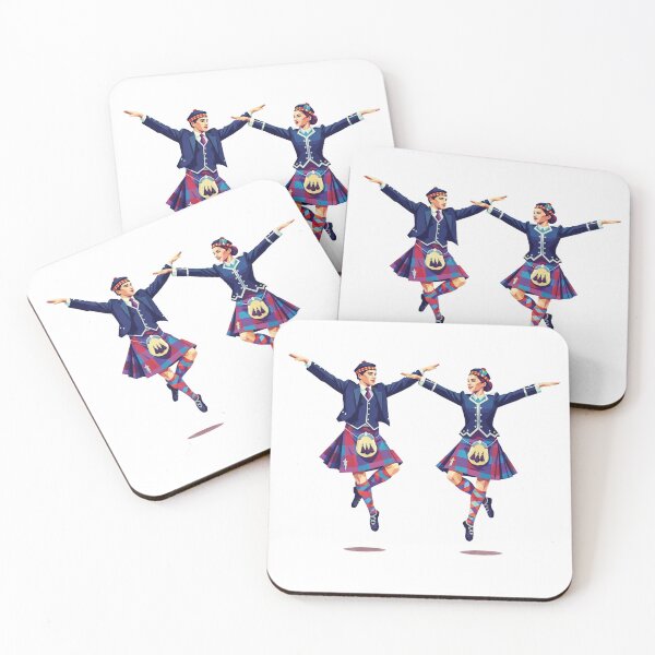 Item preview, Scotland Highland Dancing Illustration - Colourful Scottish Tartan Art designed and sold by Loom on the Loch.