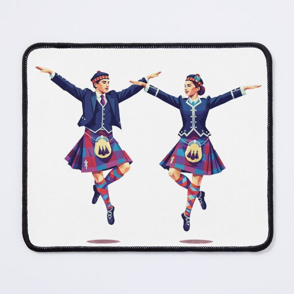 Item preview, Scotland Highland Dancing Illustration - Colourful Scottish Tartan Art designed and sold by Loom on the Loch.