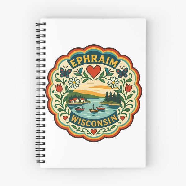 Item preview, Ephraim Wisconsin Coastal Scene with Sailboats and Heart – Scandinavian Folk Art by heidiannemorris © designed and sold by FOLK ART FUSION.