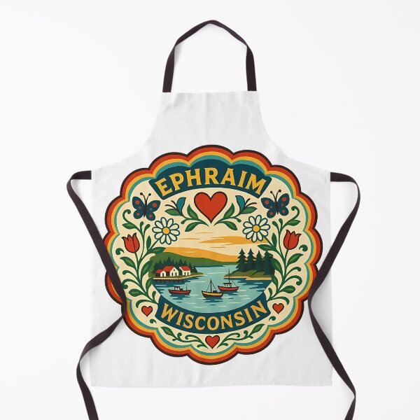 Item preview, Ephraim Wisconsin Coastal Scene with Sailboats and Heart – Scandinavian Folk Art by heidiannemorris © designed and sold by FOLK ART FUSION by heidiannemorris.
