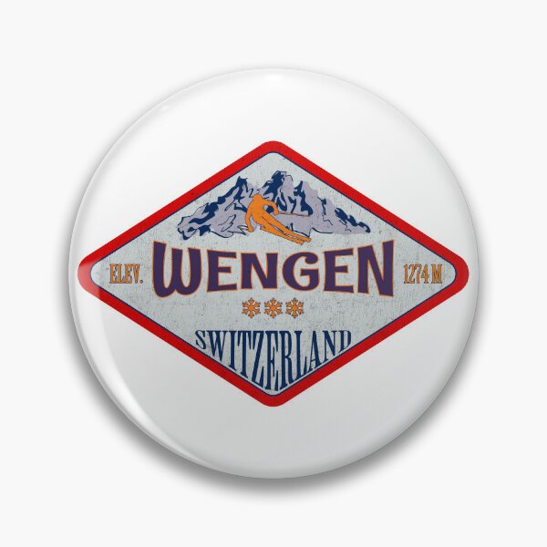 Item preview, Wengen, Switzerland, Vintage skiing badge design designed and sold by Wanderful-roads.