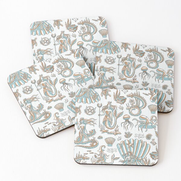 Item preview, Sea Witchery Toile de Jouy sage and gold designed and sold by pholiumsigma_design.