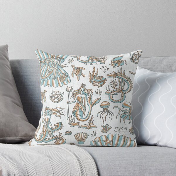 Item preview, Sea Witchery Toile de Jouy sage and gold designed and sold by pholiumsigma_design.