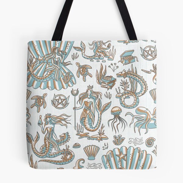 Item preview, Sea Witchery Toile de Jouy sage and gold designed and sold by pholiumsigma_design.